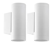 Klighten 2 pcs Applique Murale Exterieur GU10 Aluminium Up/Down Eclairage Murale Exterieur, IP65 Étanche Lampe Murale Exterieur pour Jardin Couloir Entrée Patio, Ampoule non Incluse, Blanc