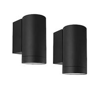 Klighten 2 pcs Applique Murale Exterieur/Interieur, GU10 Aluminium Down Eclairage Exterieur, IP65 Étanche Lampe Murale pour Jardin Couloir Entrée Terrasse, Ampoule non Incluse, Noir