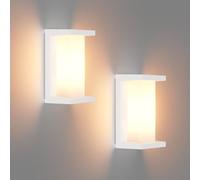 Klighten 2 pcs E27 Applique murale extérieure, IP65 Lampe murale extérieure, 60W, Aluminium Applique terrasse, Convient pour l'intérieur et l'extérieur. Blanc (sans ampoule)