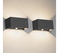 Klighten 24W Applique avec détecteur de mouvement,2pcs Applique murale exterieur/interieur,IP65 4000K,Applique détecteur de mouvement,Noir