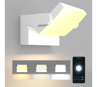 Klighten 24W Applique Dimmable Extérieure/Intérieure, Contrôle APP, Minuteur, Éclairage Mural Imperméable IP65, Lampes Murale avec LED Panneau Rotatif pour Terrasse Entrée Jardin, Blanc, 3000K-6000K