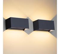 Klighten 24W Applique Mural Intérieur/Extérieur Faisceau Réglable,2PCS Applique Murale LED IP65 Étanche 3000K Blanc Chaud Appliques Murales,Anthracite