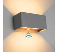 Klighten 24W LED Applique Murale intérieur/Extérieur avec Détecteur de Mouvement,Éclairage Mural Etanche IP65 3000K blanc chaud,Appliques Murales avec Angle de Faisceau Réglable,Gris foncé
