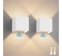 Klighten 2PCS Applique Murale Extérieur avec Détecteur de Mouvement IP54 Éclairage Mural Intérieur avec Angle de Faisceau Réglable, avec Ampoule LED G9 Remplaçable Lampe, Blanc Chaud 3000K, Blanc