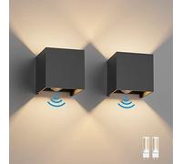 Klighten 2PCS Applique Murale Extérieur avec Détecteur de Mouvement IP54 Éclairage Mural Intérieur avec Angle de Faisceau Réglable, avec Ampoule LED G9 Remplaçable Lampe, Blanc Chaud 3000K, Gris Foncé
