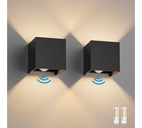 Klighten 2PCS Applique Murale Extérieur avec Détecteur de Mouvement IP54 Éclairage Mural Intérieur avec Angle de Faisceau Réglable, avec Ampoule LED G9 Remplaçable Lampe, Blanc Chaud 3000K, Noir