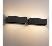 Klighten 30W Applique Mural Intérieur/Extérieur Faisceau Réglable,2PCS Applique Murale LED IP65 Étanche 3000K Blanc Chaud Appliques Murales,Noir
