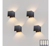 Klighten Appliques Murales Interieur/Exterieur LED 9W 3000K Blanc Chaud Lampe Murale Moderne UP Down Lampe pour Salon Chambre Lot de 4, Anthracite Ral 7016 (G9 LED ampoule Inclure)