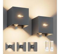 Klighten Lot de 2 Applique Murale avec Détecteur de Mouvement, Anthracite | avec Ampoule G9 Remplaçable Lampe, Angle de Faisceau Réglable, 3000K Éclairage Mural Exterieur Pour Terrasse, Balcon, Chambre