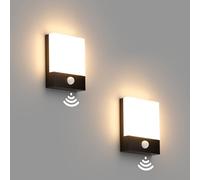 Klighten Lot de 2 appliques murales extérieures LED 24 W avec détecteur de mouvement, applique murale extérieure IP65 avec capteur pour entrée de jardin, terrasse, blanc chaud 3000 K