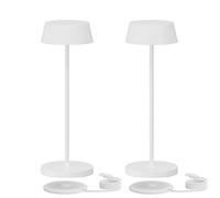 Klighten Lot de 2 lampes de table LED à intensité variable IP54 - Étanche - Sans fil - Touche en métal - Aluminium - Lampe de table portable d'extérieur - Lumière blanche chaude