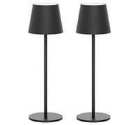 Klighten Lot de 2 LED Dimmable Lampe de Bureau à batterie, Anthracite Lampe de Table Rechargeable avec Chargement USB-C pour Intérieur/Extérieur, Lumière Chaude Couleur 3000K, Aluminium, IP54