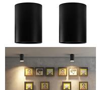 Klighten Lot de 2 spots de plafond en saillie noir cylindrique, douille GU10, spot rond en aluminium, spot pour cuisine, salon, couloir, 10,5 x 14,6 cm, ampoule non incluse