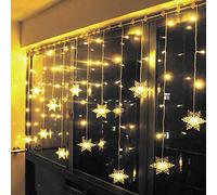 Klighten Rideau Lumineux Flocon de Neige, 3.5M Guirlandes Lumineuses 96 LED 8 Modes d'Eclairage, Decoration de Fenêtre, Noël, Mariage, Anniversaire, Maison, Pati - Blanc Chaud