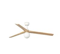Ventilateur de plafond à basse consommation avec éclairage et télécommande Klim L Blanc / Chêne 150 cm