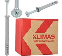 KLIMAS Chevilles à montage rapide avec collier et vis à tête fraisée 8,0 x 50 mm 100 pièces | Chevilles pour béton cellulaire Chevilles à frapper Chevilles à clou Ancres à clou Chevilles en plastique