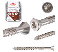 KLIMAS Lot de 100/200 vis de terrasse en acier inoxydable A2 - Différentes tailles - Lot de 100/200 (5 x 60 mm - 100 pièces)