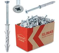 KLIMAS Lot de 100 chevilles à frapper Ø 8 mm x 65 mm avec vis à tête fraisée PZ-3 | Jeu de vis à clou pour béton cellulaire chevilles en acier inoxydable | béton, brique, bois, etc
