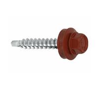 KLIMAS Lot de 250 vis autoforeuses 4,8 х 25 mm RAL : 3009 - Rouge oxyde - Vis auto-foreuses à tôle trapézoïdale avec joint EPDM pour supports en bois