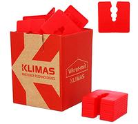 KLIMAS Lot de 50 entretoises en plastique 3 mm - Rouge - Profilés de socle - Pièce d'équilibrage pour chevilles universelles avec 3 diamètres de 6/8/10 mm - Entretoises en polyéthylène