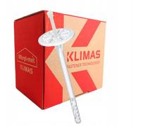 KLIMAS® LTX - Lot de 200 chevilles isolantes perforées - Diamètre : 10 mm x 180 mm - Avec clou en plastique - Chevilles thermiques en polystyrène - Pour WDVS VWS EPS