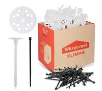 KLIMAS® LTX - Lot de 200 chevilles isolantes perforées - Diamètre : 10 mm x 200 mm - Avec clou en plastique - Chevilles thermiques en polystyrène - Pour WDVS VWS EPS