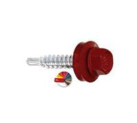 KLIMAS PRITEX Lot de 250 vis autoperceuses avec rondelle EPDM, 4,8 x 19 mm, RAL : 3011 (rouge marron), galvanisées, vis à tôle trapézoïdale WSB pour fixation de tôle avec chevauchement