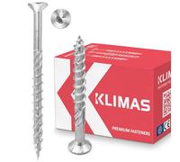 KLIMAS Torx Lot de 200 vis à bois, Pour panneaux d'aggloméré, Blanc, Vis à tête fraisée pour terrasse, toiture, Vis universelles, 5 x 100