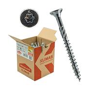 KLIMAS - Torx - Lot de 25 vis à bois - 8 x 600 mm - Pour panneaux d'aggloméré - Blanc - Vis à tête fraisée - Vis pour terrasse - Vis universelles - Pour construction de toit