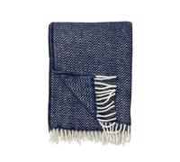 Klippan Yllefabrik Plaid en laine Chevron Bleu foncé