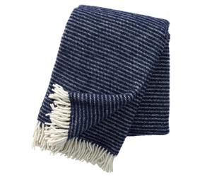 Klippan Yllefabrik Plaid en laine Ralph bleu marine
