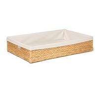 Klippehop Panier de Rangement Sous Lit en Jacinthe d’Eau, Grand Panier Tressé avec Doublure Amovible, 78 × 50 × 16 cm, Cadre Métallique Robuste, pour Vêtements, Couvertures, Jouets, Chambre