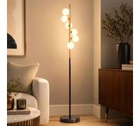 KlkrzJwy Lampadaire Mid Century 6 Lumières 63" Globe En Verre Lampadaire En Marbre Lampe Haute Avec LED G4 Dimmable Verre Dépoli Lampe Sur Pied Pour Salon Bureau Canapé Coin Chambre
