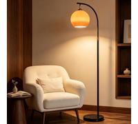 KlkrzJwy Lampe Sur Pied Arc Mid-Century Modern Orange, Hauteur Réglable, Globe En Verre, Douille E27, 3 Températures, Base En Marbre, Pour Salon, Chambre Ou Bureau (Ampoule Incluse)