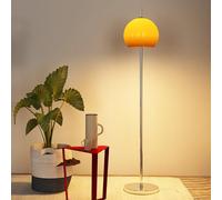 KlkrzJwy Mid Century Lampadaire Champignon Grande Lampe Debout avec Abat-Jour en Dôme en Verre Orange Moderne Atmosphère Chaude Lumière Chevet Lampadaires Chromés Créatifs pour Salon Chambre Bureau