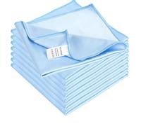 KLNYOO Lot de 8 chiffons de nettoyage en microfibre non pelucheux sans traces pour nettoyer rapidement et facilement les fenêtres et les miroirs sans produits chimiques Bleu 40,6 x 40,6 cm