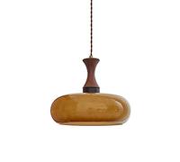 Klobvtt Suspension en Verre Lampe Suspendue en Bois dôme plafonniers Abat-Jour Table à Manger luminaire Suspendu au Plafond Lampes suspendues Antiques pour îlot de Cuisine Restaurant Bar