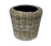 Klocke Pflanzkörbe Panier à plantes rond en rotin - Beige - Panier en osier avec insert pour extérieur/extérieur - Panier de jardin en osier - Cache-pot pour jardin (diamètre 40 cm, hauteur 36 cm)