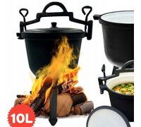 KlönBerg COQUELLE DE CHASSE EN FONTE 10 L, intérieur émaillé blanc, idéale pour les feux de camp et la cuisine de plein air, le camping, les sorties en camping, les barbecues KB9906