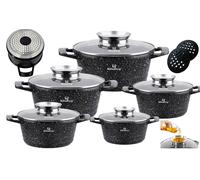 KlönBerg set de 10 casseroles | avec revêtement marbré | marmite | avec couvercle | revêtement antiadhésif | induction | idéal comme cadeau | KB3842