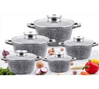 KlönBerg set de 10 casseroles | avec revêtement marbré | marmite | avec couvercle | revêtement antiadhésif | induction | idéal comme cadeau | KB3743