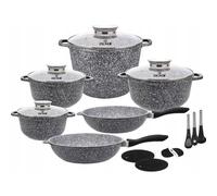 KlönBerg set de 17 casseroles | avec revêtement marbré | marmite | avec couvercle | revêtement antiadhésif | induction | idéal comme cadeau | KB3965