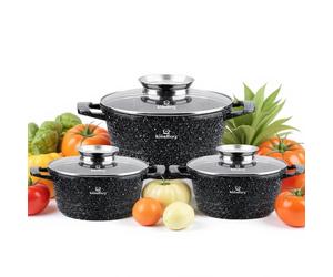 KlönBerg set de 6 casseroles | avec revêtement marbré | marmite | avec couvercle | revêtement anti-adhésif | induction | idéal comme cadeau | HTKB3826