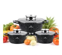 KlönBerg set de 6 casseroles | avec revêtement marbré | marmite | avec couvercle | revêtement antiadhésif | induction | idéal comme cadeau | KB3823