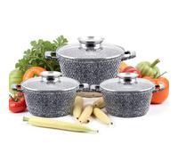KlönBerg set de 6 casseroles | avec revêtement marbré | marmite | avec couvercle | revêtement antiadhésif | induction | idéal comme cadeau | KB3723
