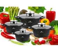 KlönBerg set de 8 casseroles | avec revêtement marbré | marmite | avec couvercle | revêtement antiadhésif | induction | idéal comme cadeau | KB3840