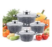 KlönBerg set de 8 casseroles | avec revêtement marbré | marmite | avec couvercle | revêtement antiadhésif | induction | idéal comme cadeau | KB3740