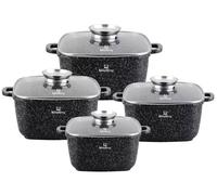 KlönBerg Set de 8 casseroles noires, avec marbrure, pour tous types de poêles KB4058