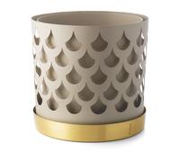 KLONG Pot beige avec soucoupe en laiton Trio Drop Big Ø28 cm
