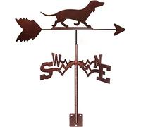 KLONWG Girouette en Forme de Chien avec Support de Toit, Style Ferme, indicateur de Direction du Vent Original, revêtement antirouille pour Support métallique extérieur